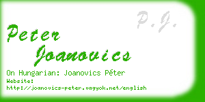 peter joanovics business card
